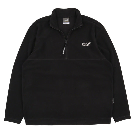 Men's JACK WOLFSKIN Black Zip Neck Fleece Sweater Jumper Size M