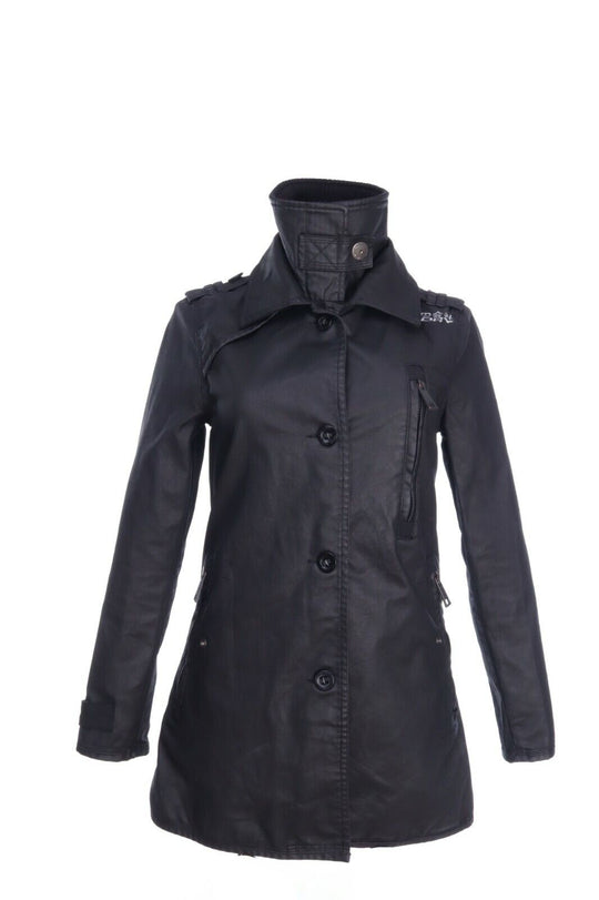 SUPERDRY JPN. Black Cotton Epaulette Double Collae Coat Jacket Size S