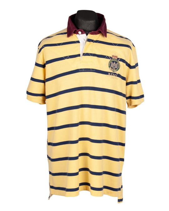 RALPH LAUREN Polo Shirt Yellow Striped Pique Cotton  Men's Size XL