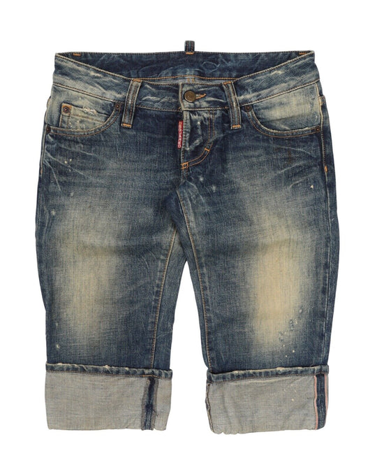 Women's DSQUARED2 Blue Selvage Denim Distressed Shorts Size 38