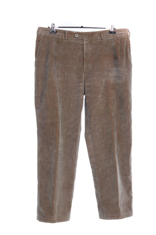 Men's BRIONI CORTINA Dark Olive Cotton Straight Corduroy Pants Size 54 IT 44 UK