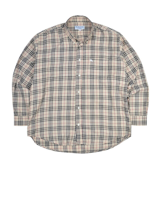 Vintage BURBERRYS Shirt Beige Classic Nova Check Cotton Mens Size XL