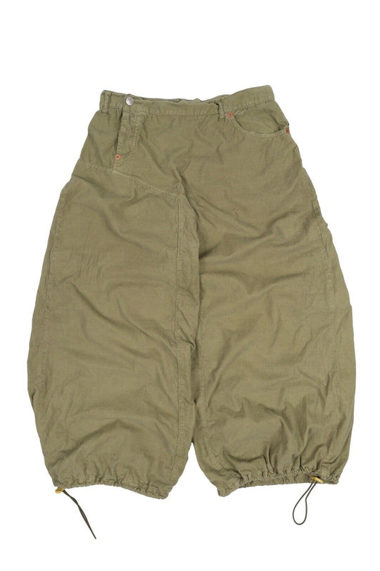 Women's Michiko Kosino YEN JEANS Green Cotton Corduroy Wide Pants Size 26