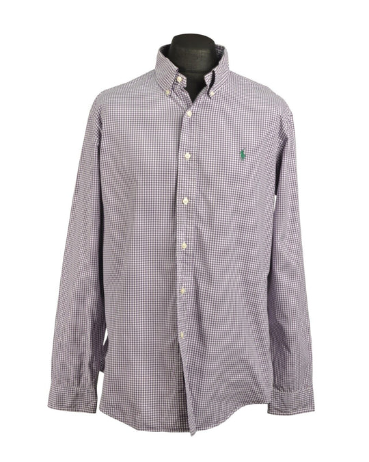POLO by RALPH LAUREN Shirt Purple Violet Custom Fit Check Men's Cotton Size XL