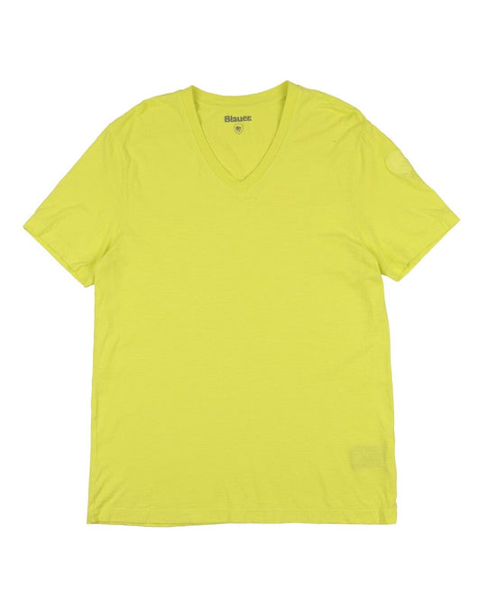BLAUER USA T-Shirt Yellow Cotton Men's Short Sleeve Size L