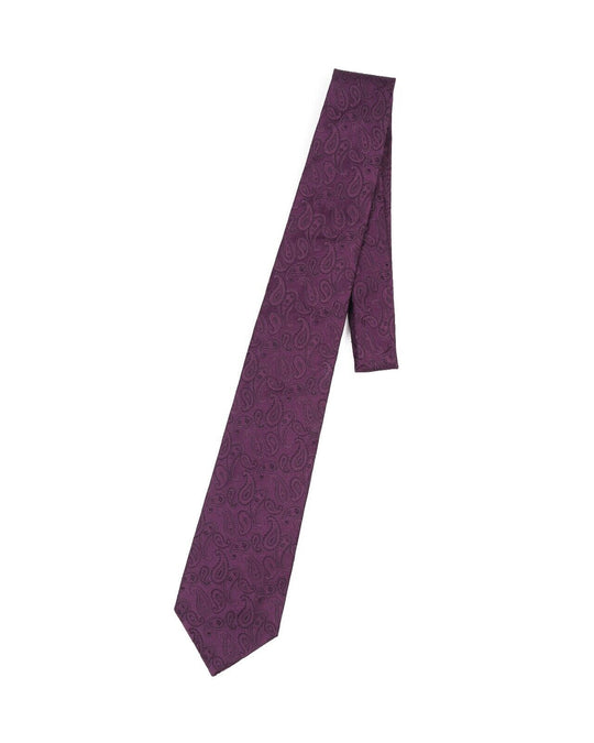 LUIGI BORRELLI Napoli Tie Purple Paisley  Silk Men's Woven Necktie