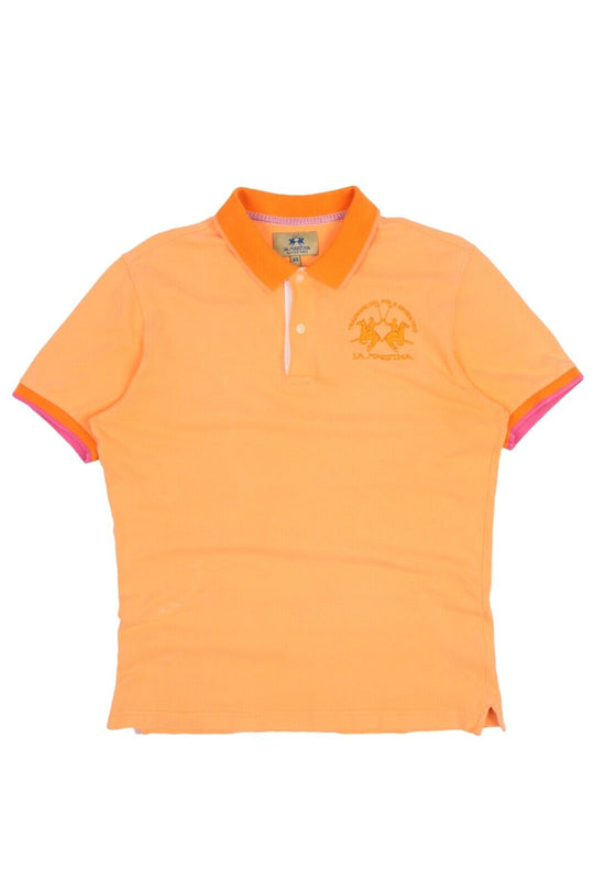 Men's LA MARTINA Orange Pique Cotton Polo Shirt Size XS