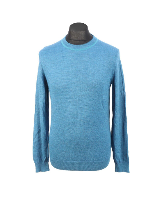 KUNA Peru Jumper Blue Baby Alpaca Wool Men's Pullover Size M