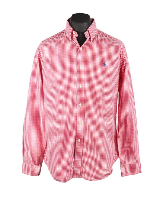 POLO RALPH LAUREN Shirt Red Check Cotton Men's Custom Fit Size L
