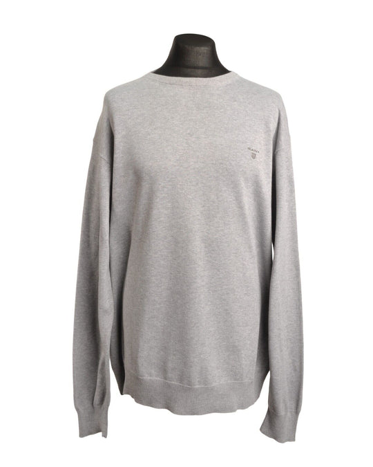 GANT Sweater Grey Cotton Crew Neck Mens Knit Pullover Size 2XL