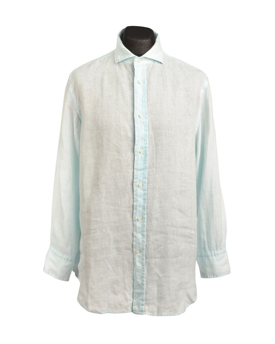 BOGGI Milano Shirt  Blue Linen  Men's Size XL