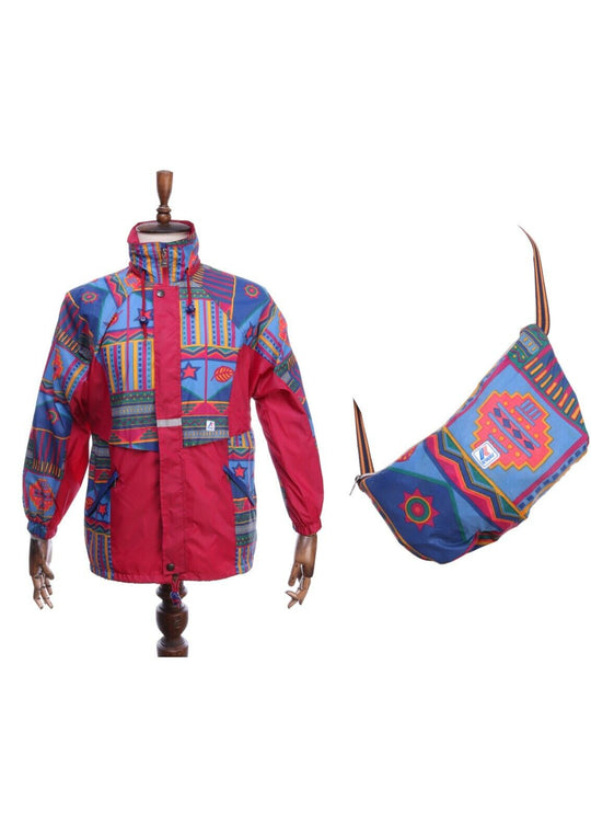 Vintage 1990’s Rainbow K-WAY Multicolor Bag Windbreaker Jacket Size 174 CM