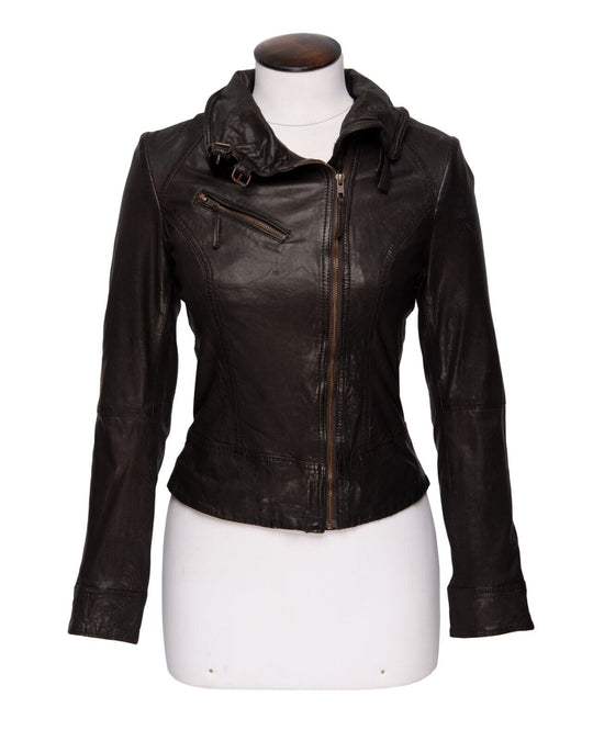 ALLSAINTS Biker Belvedere Jacket Brown Leather Women's Size 10