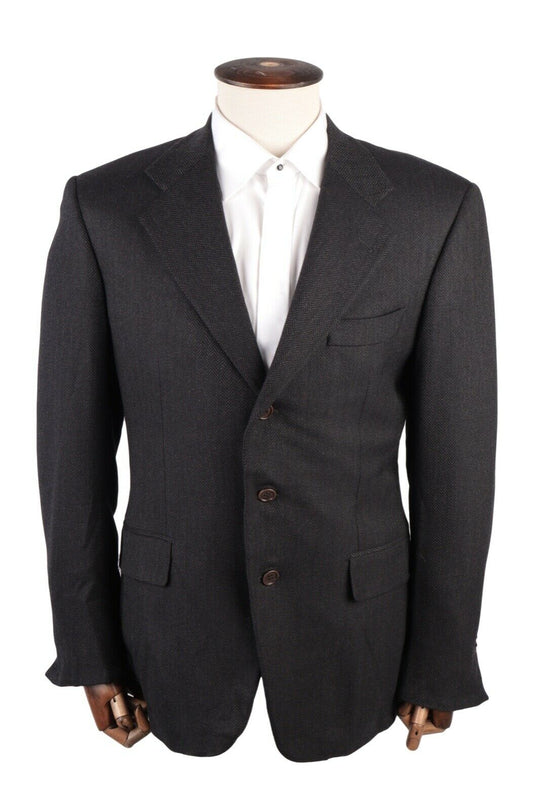 Men's Vintage CARUSO Wool Cashmere Herringbone Blazer Jacket Size UK 38 IT 48