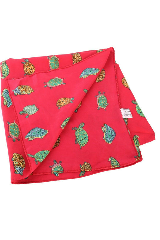 CHRISTIAN FISCHBACHER Red 100% Silk Turtle Pattern Bandana Square Scarf