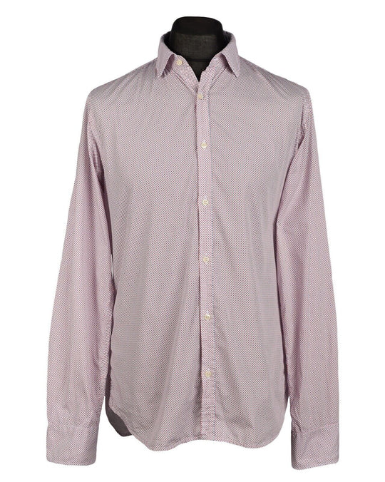 MARINA YACHTING Shirt White Dot Print Slim Fit Cotton Mens Button Down Size 41