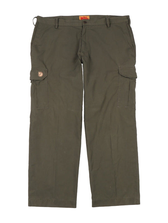 FJALLRAVEN Cargo Pants Olive Green Cotton Outdoor Mens Trousers Size 58