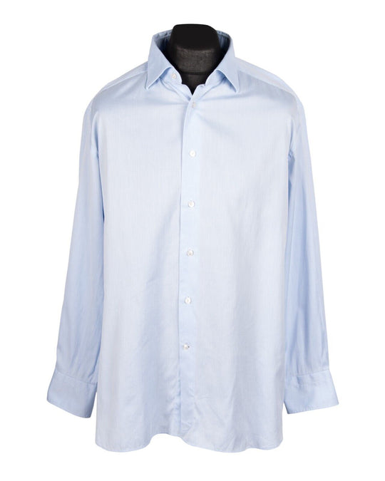 ERMENEGILDO ZEGNA Dress Shirt Blue Cotton Men's Regular Fit Size 43 / 17