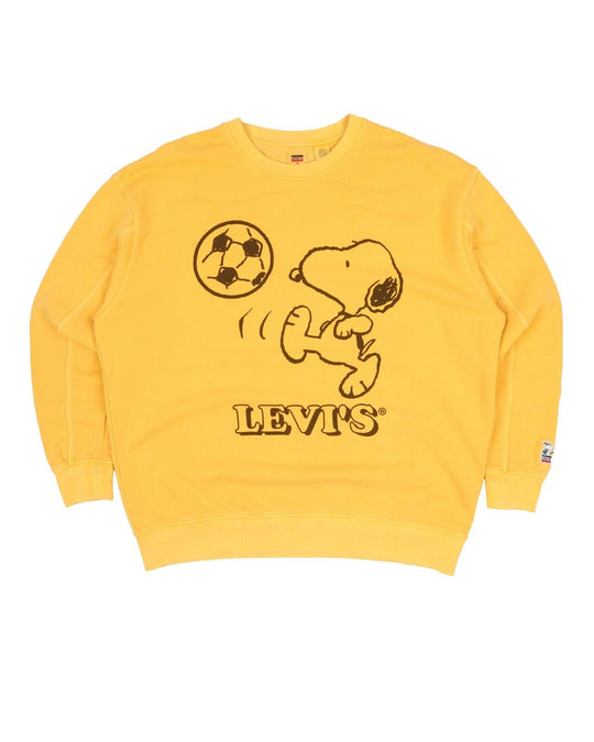 Men's LEVI'S x PEANUTS Yellow Cotton Crew Neck Snoopy Jumper Sweatshirt Size M