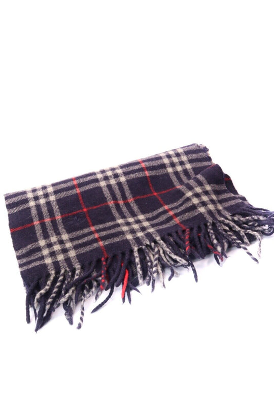 BURBERRY LONDON Blue Nova Check Wool Scarf One Size