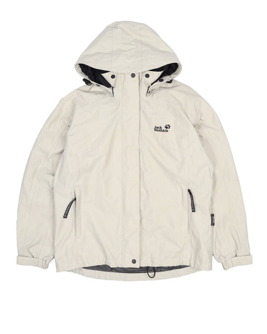 JACK WOLFSKIN Windbreaker Beige Hooded Shell Women's Jacket Size M