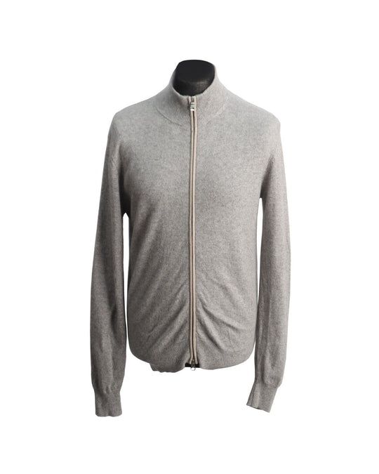 BOGGI MILANO Full Zip Cardigan Gray Wool Cashmere Men's Jumper Size L