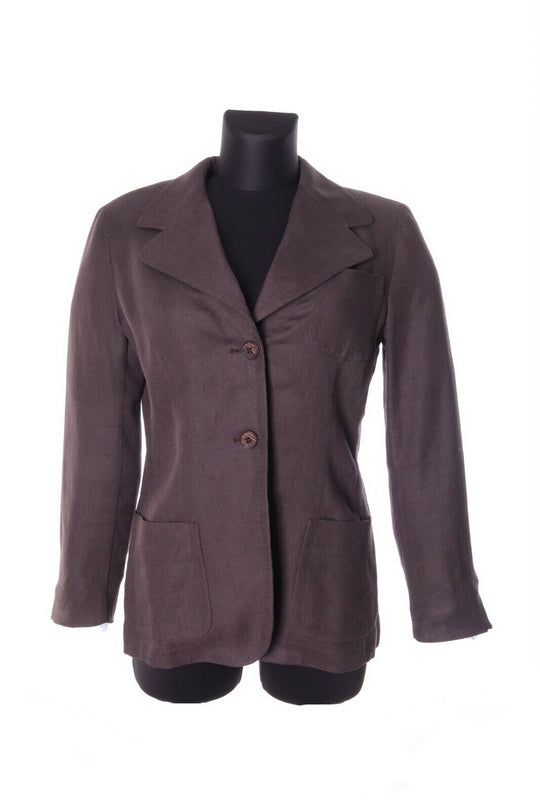 Women's MAX MARA Brown 100% Flaxlinen Jacket Blazer Size uk 10 us 8