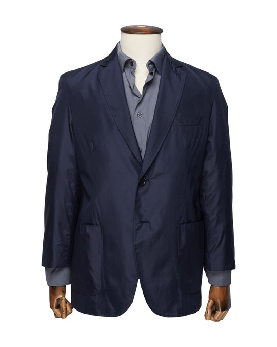 BRIONI Jacket Navy Blue Pure Silk Mens Blazer Size L