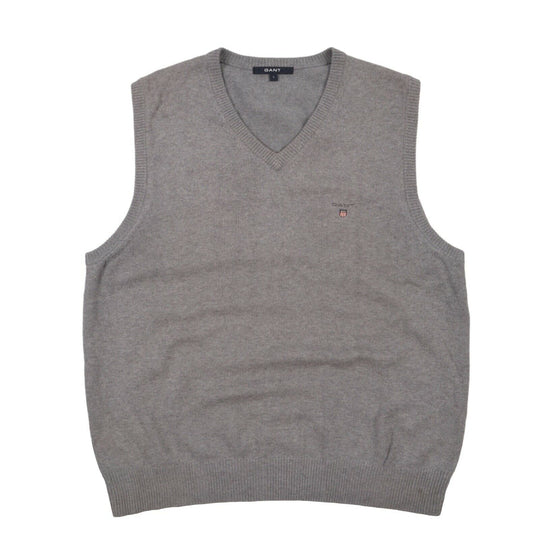 Men's GANT Grey Cotton V-Neck Jumper Vest Size L