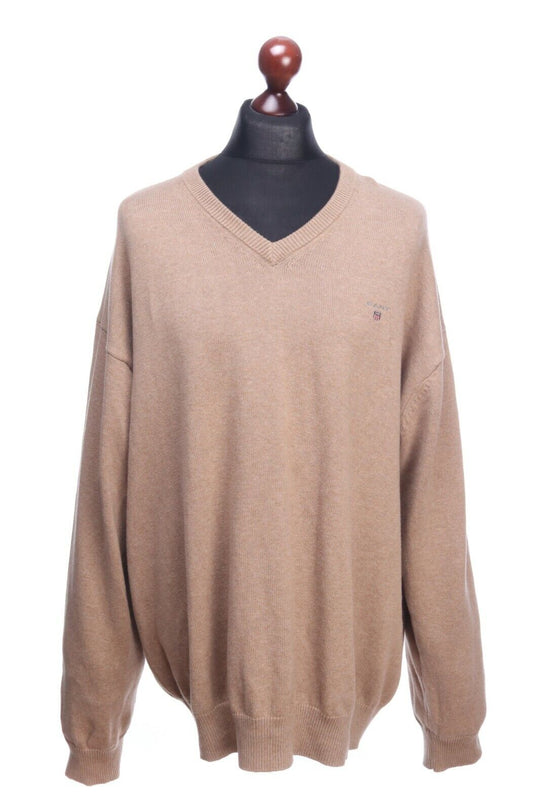 GANT Beige Premium Cotton V-Neck Long Sleeve Sweater Jumper Size 3XL