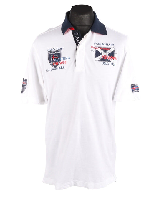 PAUL & SHARK Kipawa White Cotton Short Sleeve Men Polo Shirt Size L