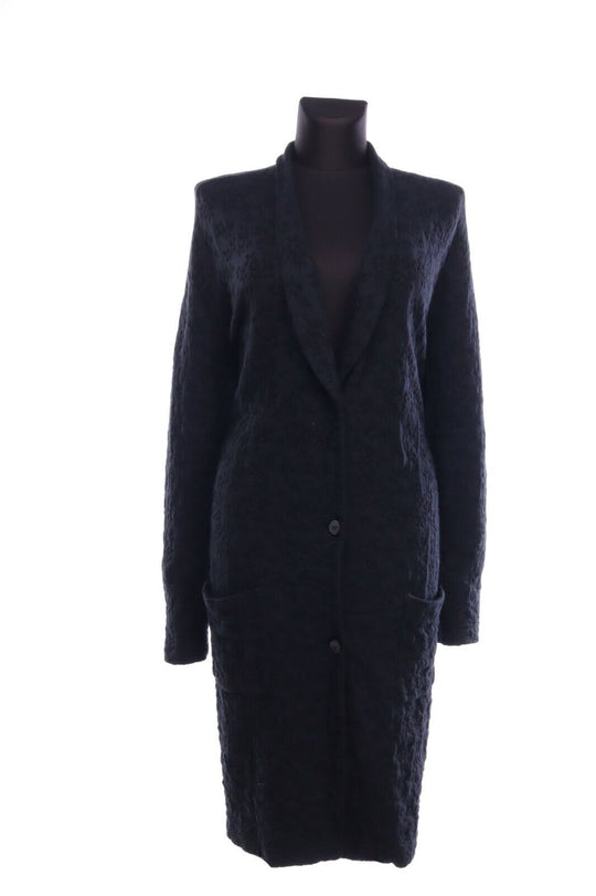 Women's TRANSIT PAR-SUCH Black Cotton Viscose Floral Cardigan Coat Jacket Size 4