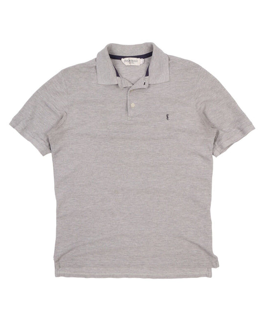 Men's Vintage YSL Yves Saint Laurent Grey Cotton Short Sleeve Polo Shirt Size s