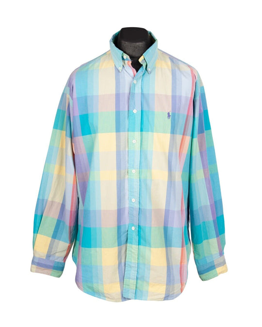 POLO RALPH LAUREN Shirt Multicolor Check Cotton Men's Button Down Size L