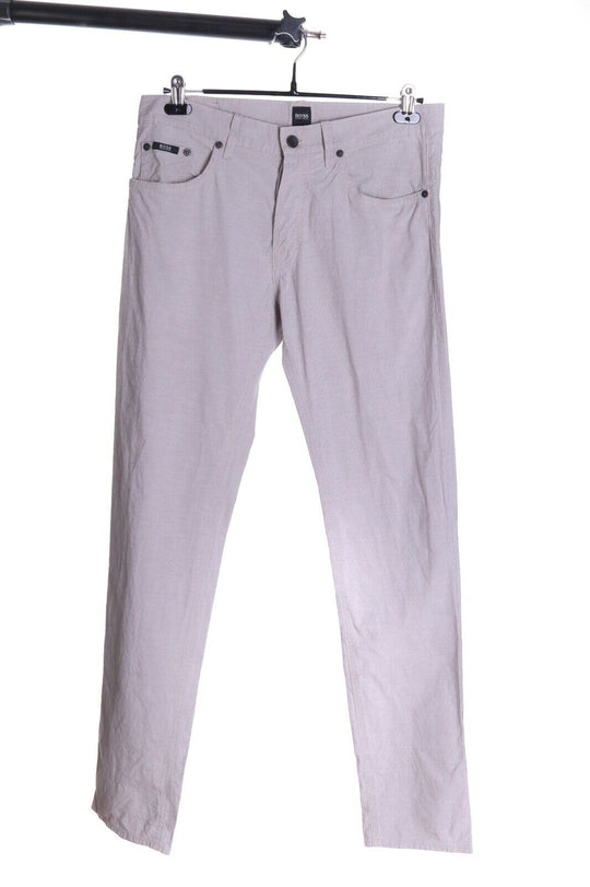 Men's HUGO BOSS Grey Pinstriped 100% Cotton Scout1 Tapered Pants Size 33 / 34