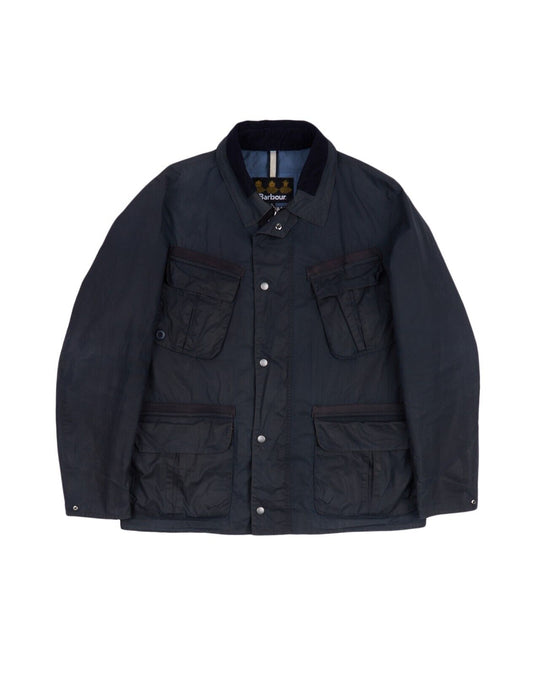 BARBOUR Greatcoat Wax Jacket Navy Blue Waxed Cotton Mens XL