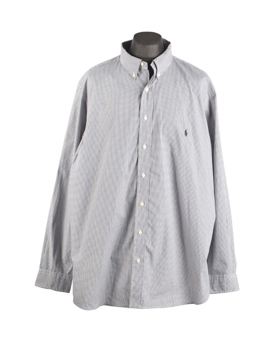 Men's RALPH LAUREN Stretch Cotton Gray Check  Shirt Size 2XB