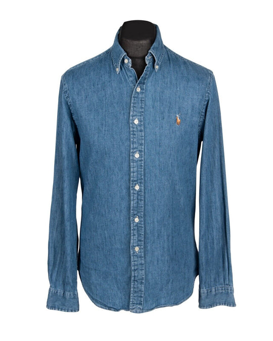 Polo RALPH LAUREN Shirt Blue Denim Cotton Mens Western Chambray Size M