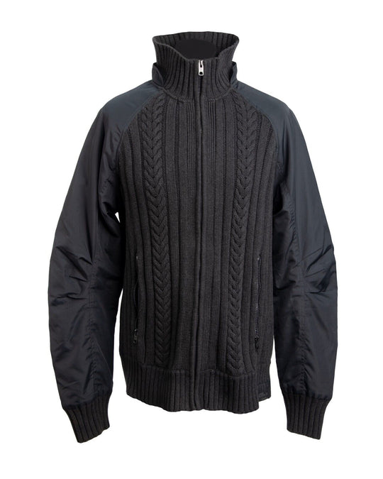 SCHOTT NYC Bomber Black Cable Knit Men's Army Jacket Size XXL