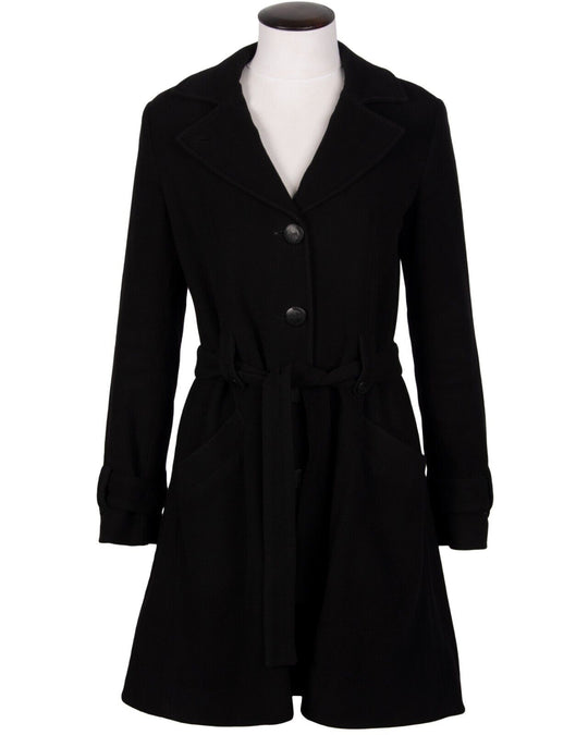 EMPORIO ARMANI Jacket Wool Black Striped Women's Coat Size 40 IT
