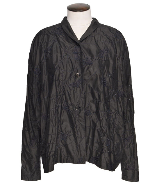 KATHARINA HOVMAN Jacket Black Silk Women's Embroidered Blouse Size 1 / S