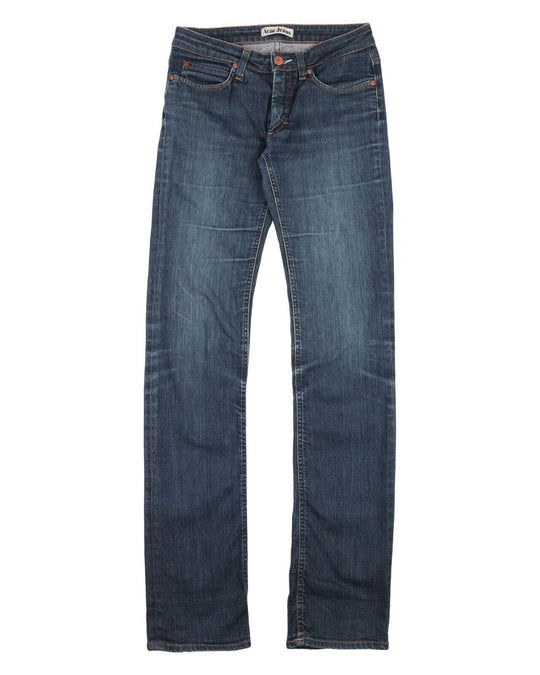 ACNE JEANS Hep Raw Navy Blue Cotton Straight Leg Mens Denim Size 28 / 32