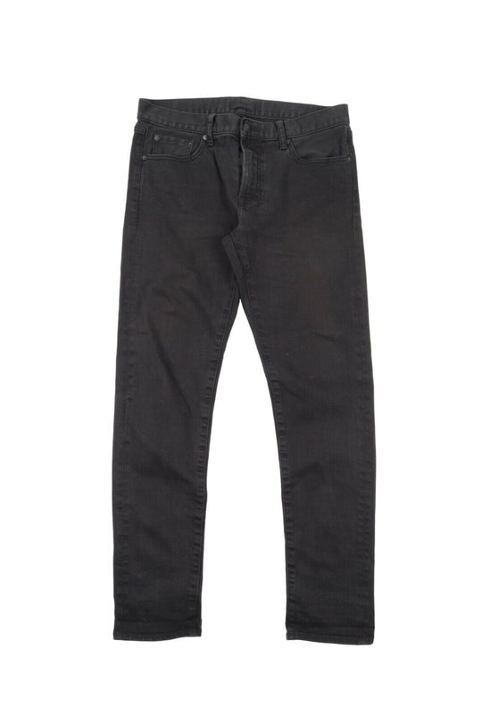 Men's UNIQLO Selvage Black Denim Slim Straight Low Jeans Size 33