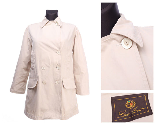 LORO PIANA Beige Cotton Short Trench Coat Size 40
