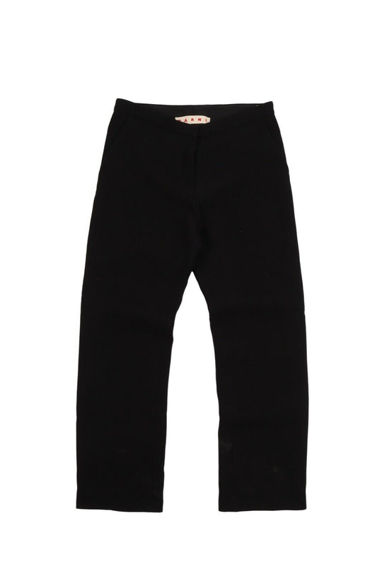 Women's MARNI Black 100% Wool Classic Cropped Pants Trousers Size 38