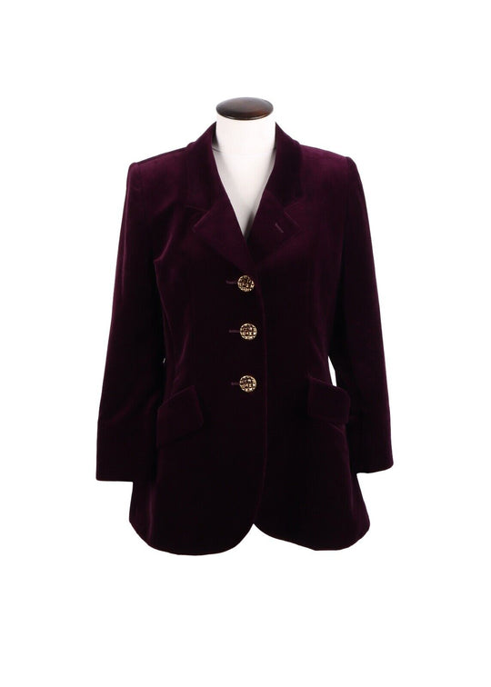 Vintage CELINE Blazer Purple Velour Velvet Women's Jacket Size 44