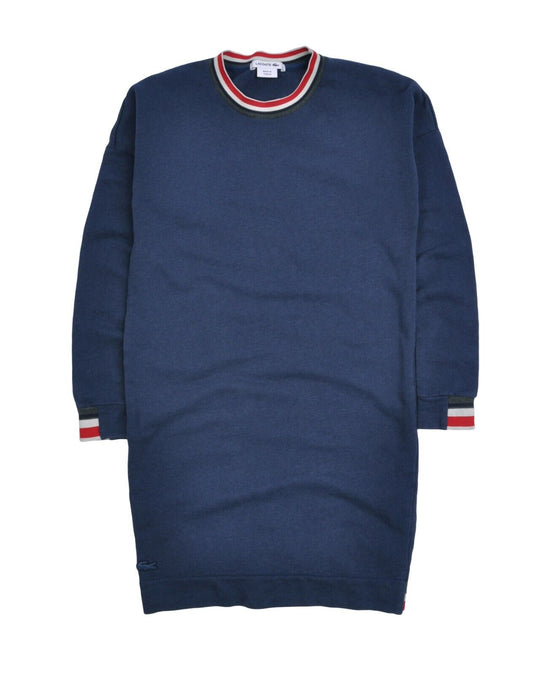 LACOSTE Dress Navy Multicolor Stripes Cotton Women's Long Sweater Size 34