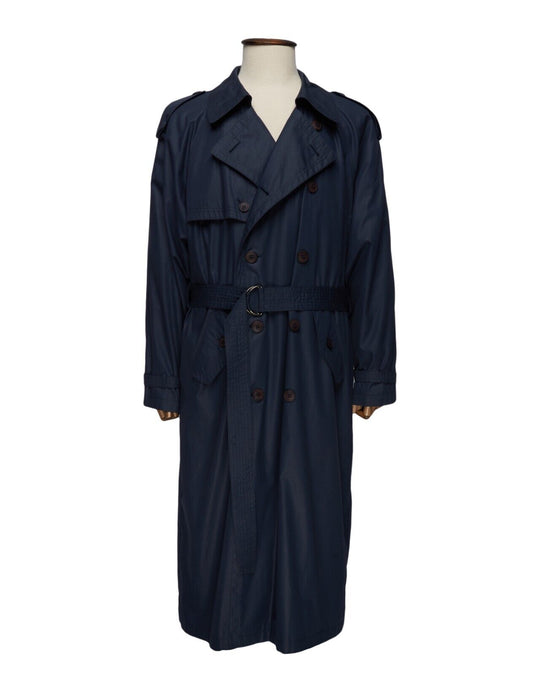 Vintage YVES SAINT LAURENT Coat Navy Blue Mens Double Breasted Trench Size 50