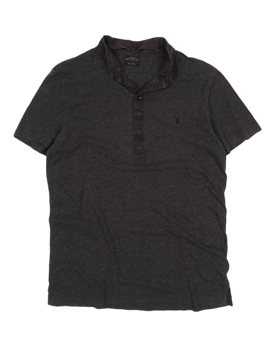 Men's ALL SAINTS Dark Gray  Cotton SS Polo Shirt Size L