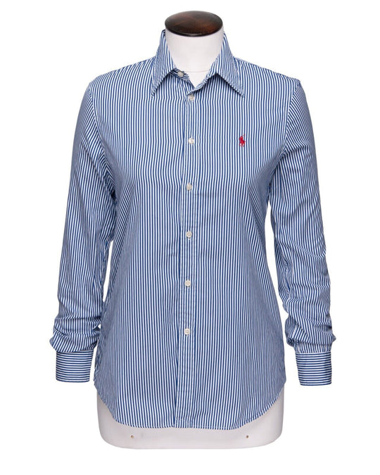 POLO RALPH LAUREN Shirt Blue Stripes Cotton Women's Button Up Size 6